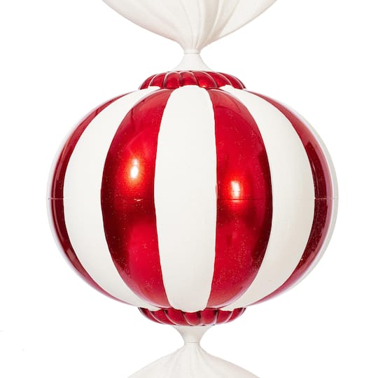 Vickerman 36" Red & White Candy Ornament with Glitter Accents